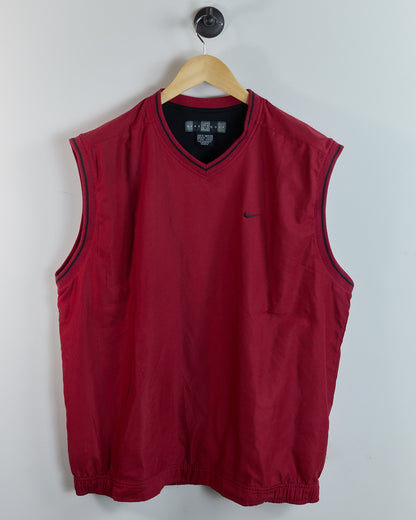 90s Nike Golf Shield Logo Red V Neck Windbreaker Vest (XL)