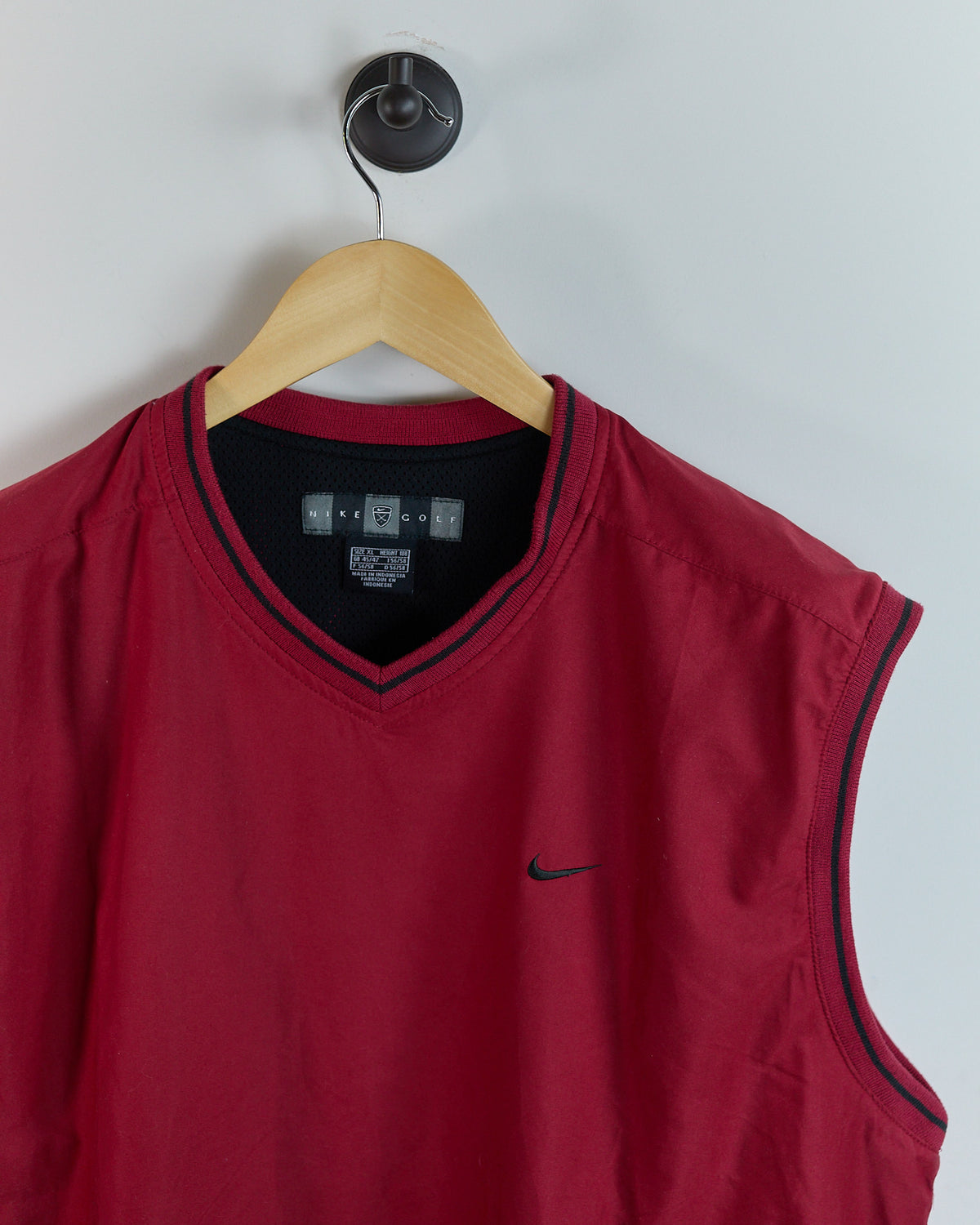 90s Nike Golf Shield Logo Red V Neck Windbreaker Vest (XL)
