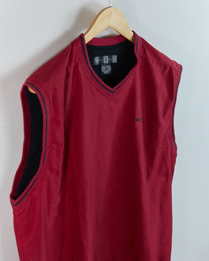 90s Nike Golf Shield Logo Red V Neck Windbreaker Vest (XL)