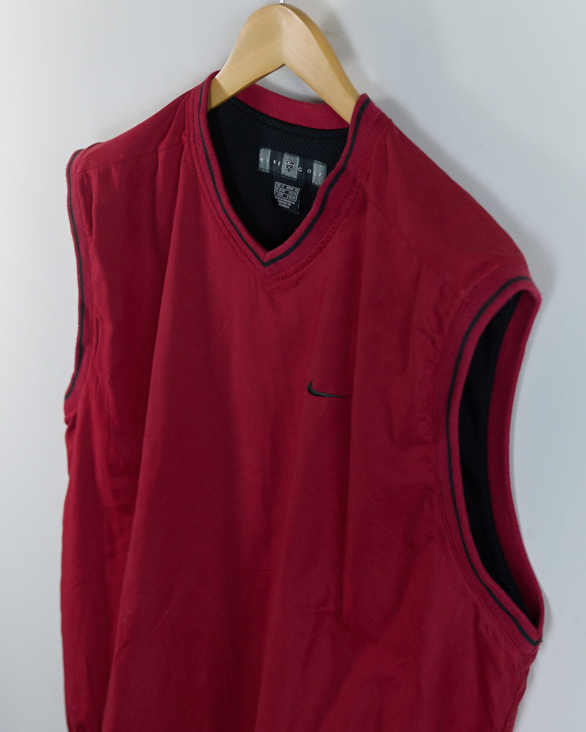 90s Nike Golf Shield Logo Red V Neck Windbreaker Vest (XL)
