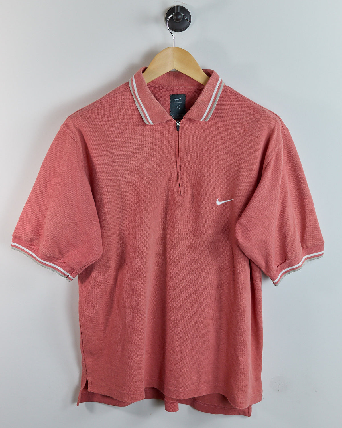 90s Nike Golf Tiger Woods Yin Yang Orange/Pink Zip Up Polo (M)