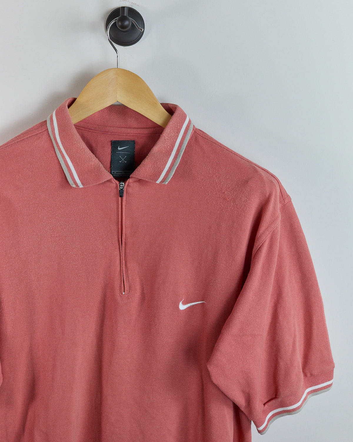 90s Nike Golf Tiger Woods Yin Yang Orange/Pink Zip Up Polo (M)