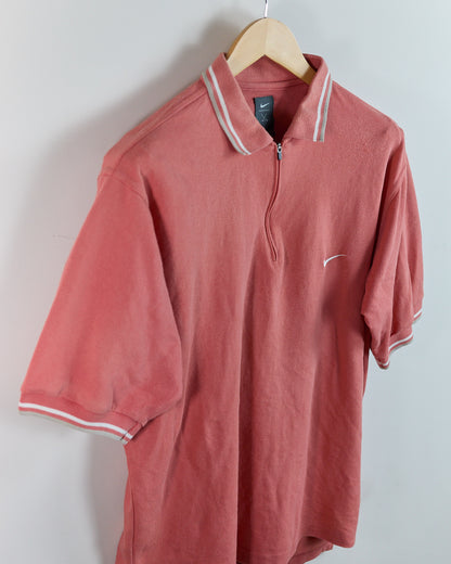 90s Nike Golf Tiger Woods Yin Yang Orange/Pink Zip Up Polo (M)
