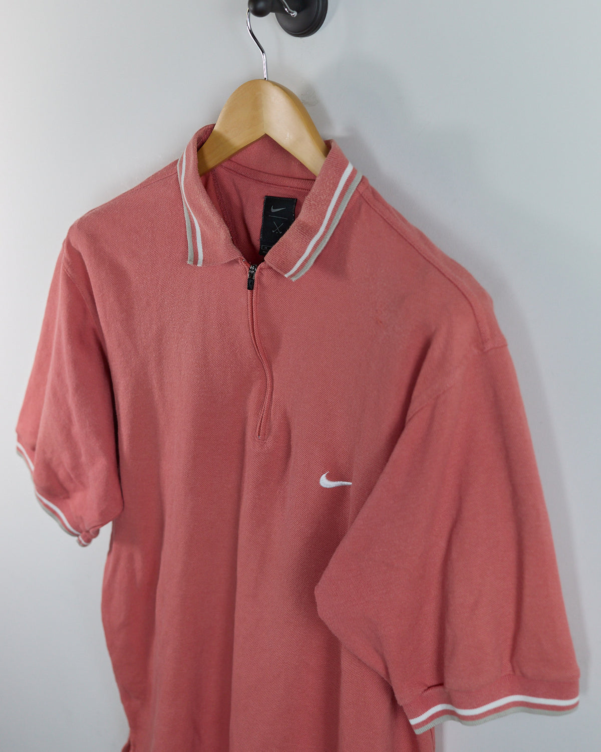 90s Nike Golf Tiger Woods Yin Yang Orange/Pink Zip Up Polo (M)