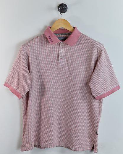 90s Ping Pink/White Pattern Polo (L)
