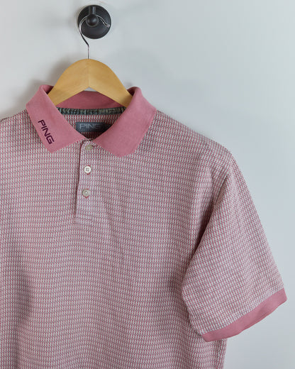90s Ping Pink/White Pattern Polo (L)