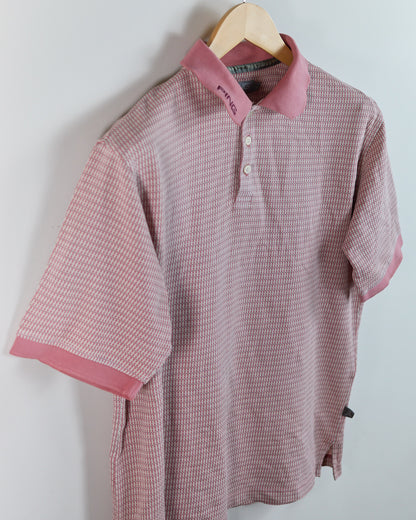 90s Ping Pink/White Pattern Polo (L)