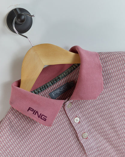 90s Ping Pink/White Pattern Polo (L)
