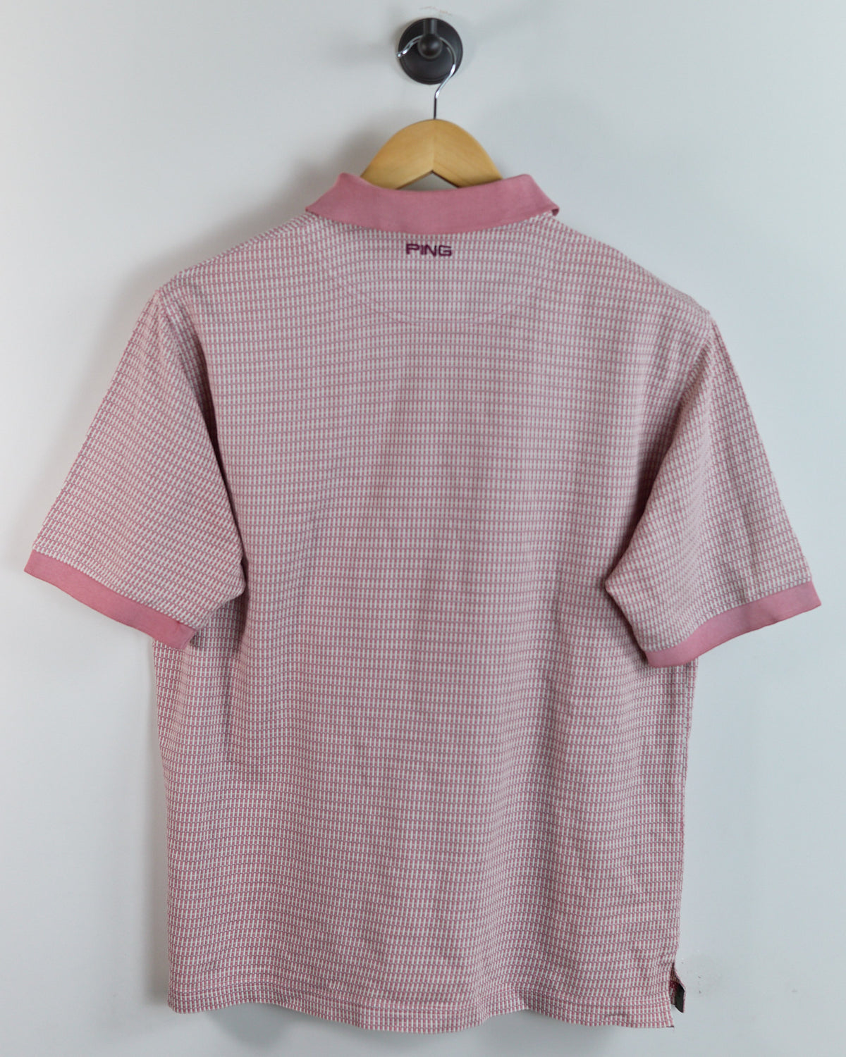 90s Ping Pink/White Pattern Polo (L)