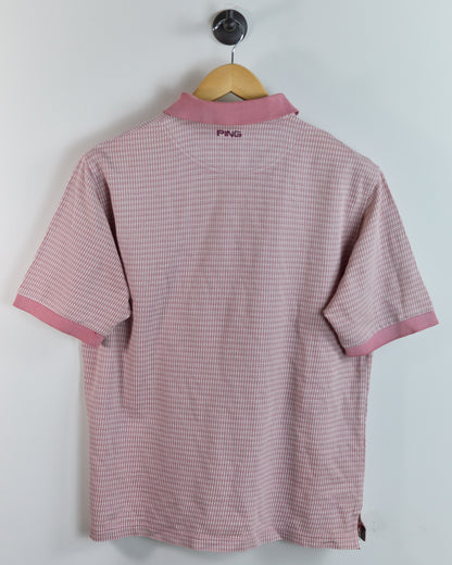 90s Ping Pink/White Pattern Polo (L)