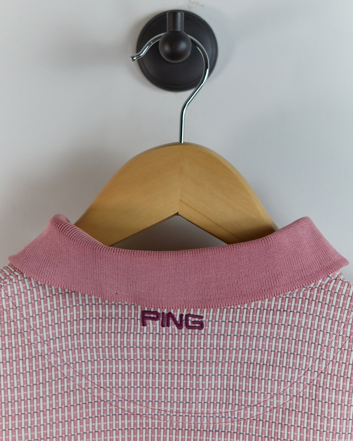 90s Ping Pink/White Pattern Polo (L)
