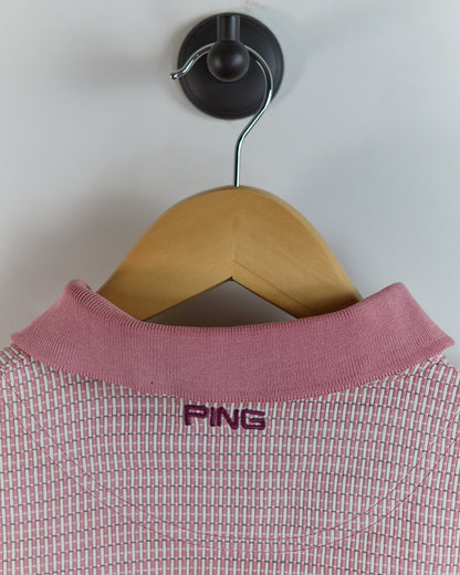 90s Ping Pink/White Pattern Polo (L)