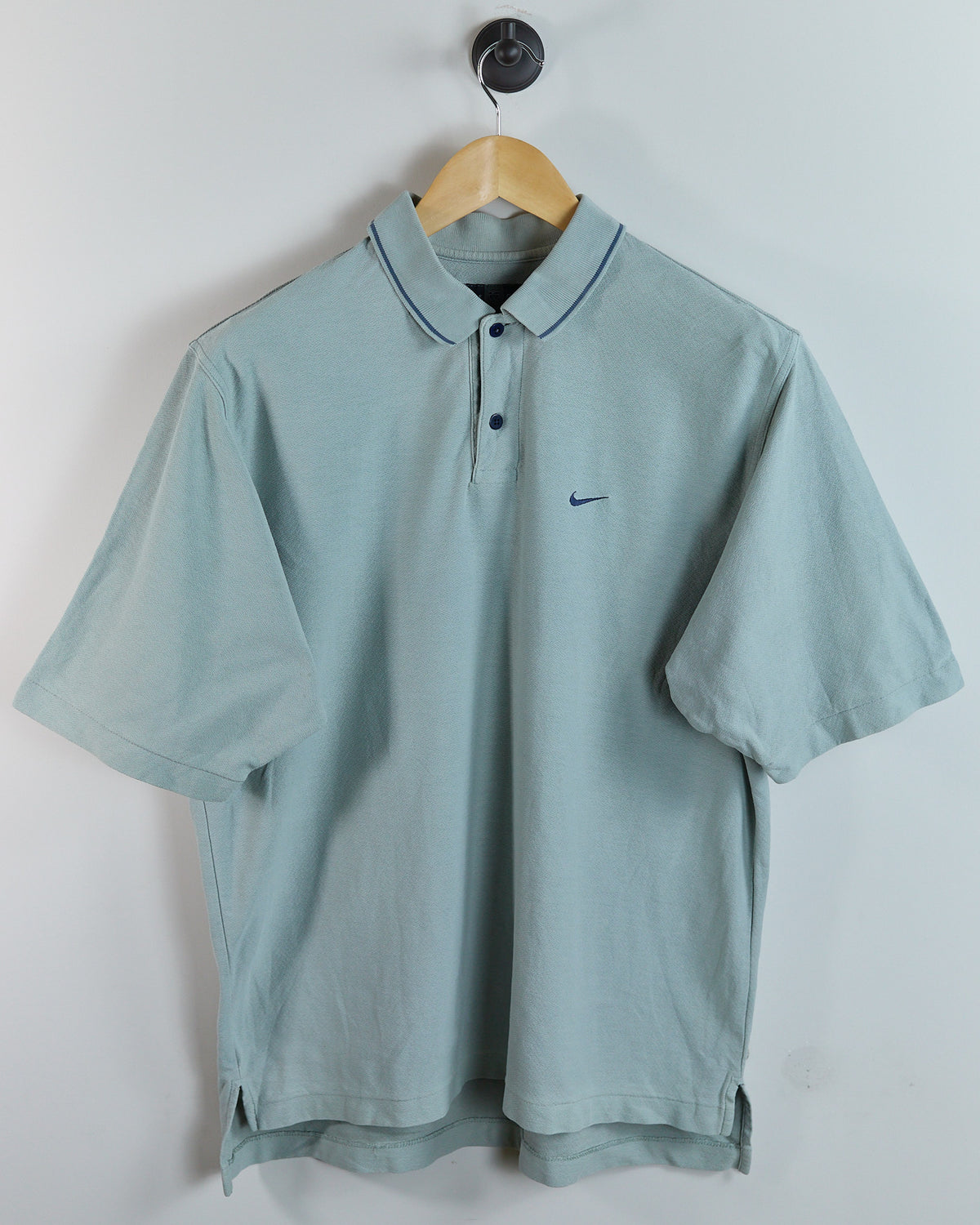 90s Nike Golf Shield Logo Light Blue Polo (M)