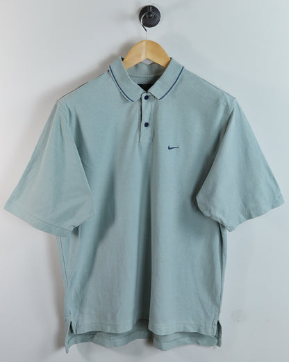 90s Nike Golf Shield Logo Light Blue Polo (M)