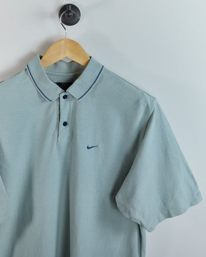 90s Nike Golf Shield Logo Light Blue Polo (M)
