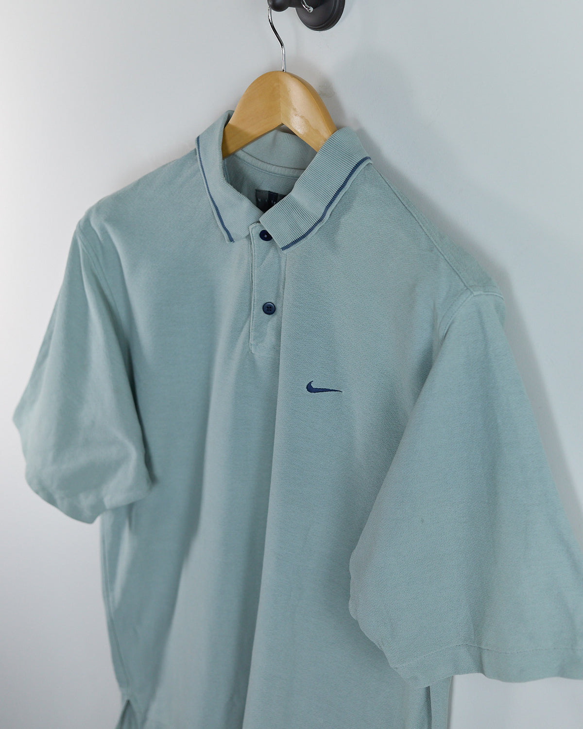 90s Nike Golf Shield Logo Light Blue Polo (M)