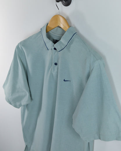 90s Nike Golf Shield Logo Light Blue Polo (M)