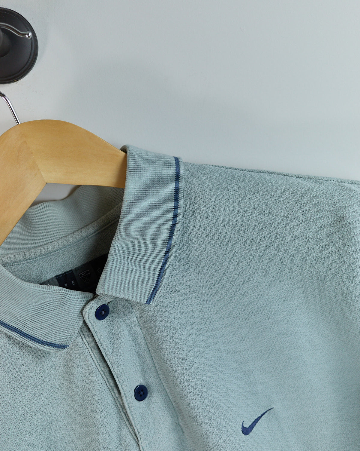 90s Nike Golf Shield Logo Light Blue Polo (M)