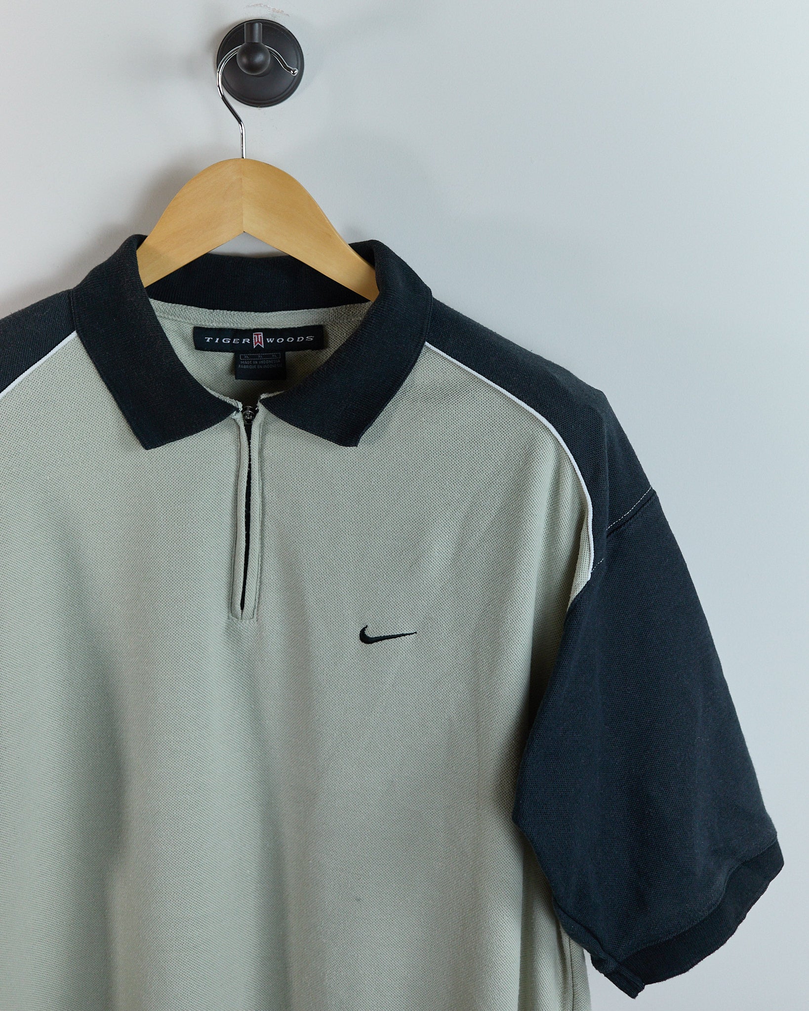 90s Nike Golf Beige/Black Zip Up Polo (XL) | Rules of Golf – The