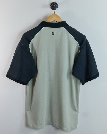 90s Nike Golf Tiger Woods Beige/Black Zip Up Polo (XL)