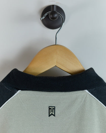 90s Nike Golf Tiger Woods Beige/Black Zip Up Polo (XL)