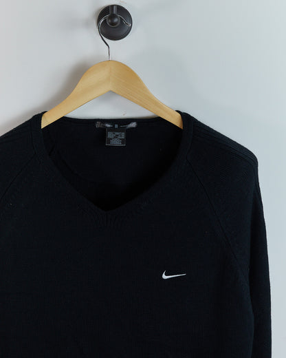 90s to early 00s Nike Golf Black V Neck Jumper (L)