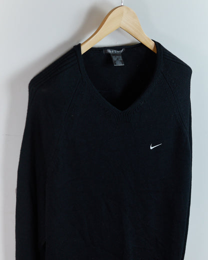 90s to early 00s Nike Golf Black V Neck Jumper (L)