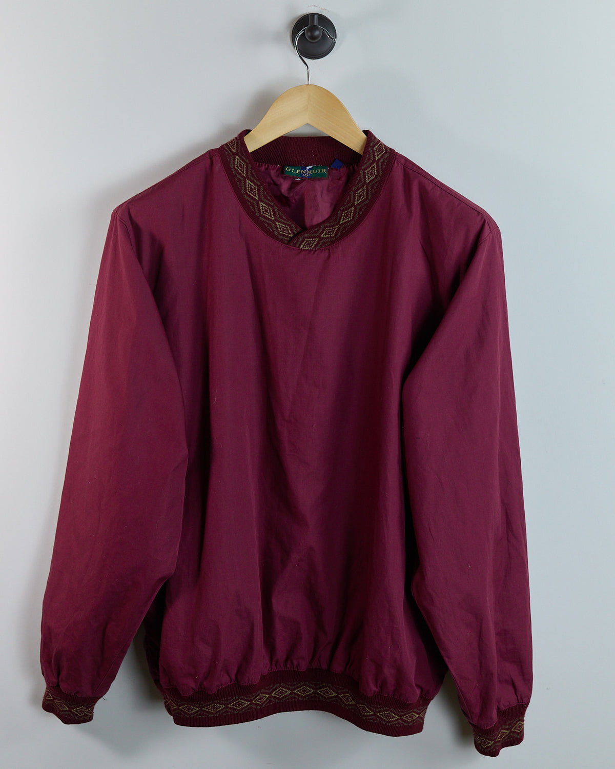 90s Glenmuir Maroon V Neck Crew Neck Windbreaker (M)