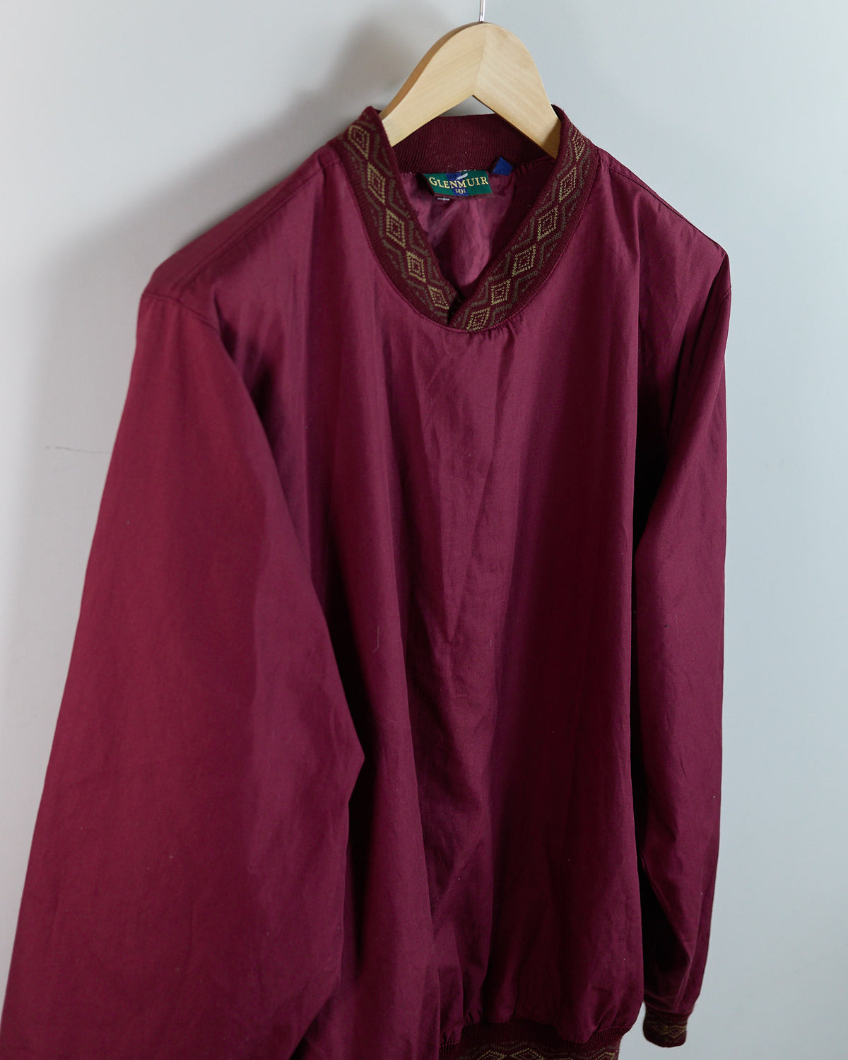 90s Glenmuir Maroon V Neck Crew Neck Windbreaker (M)
