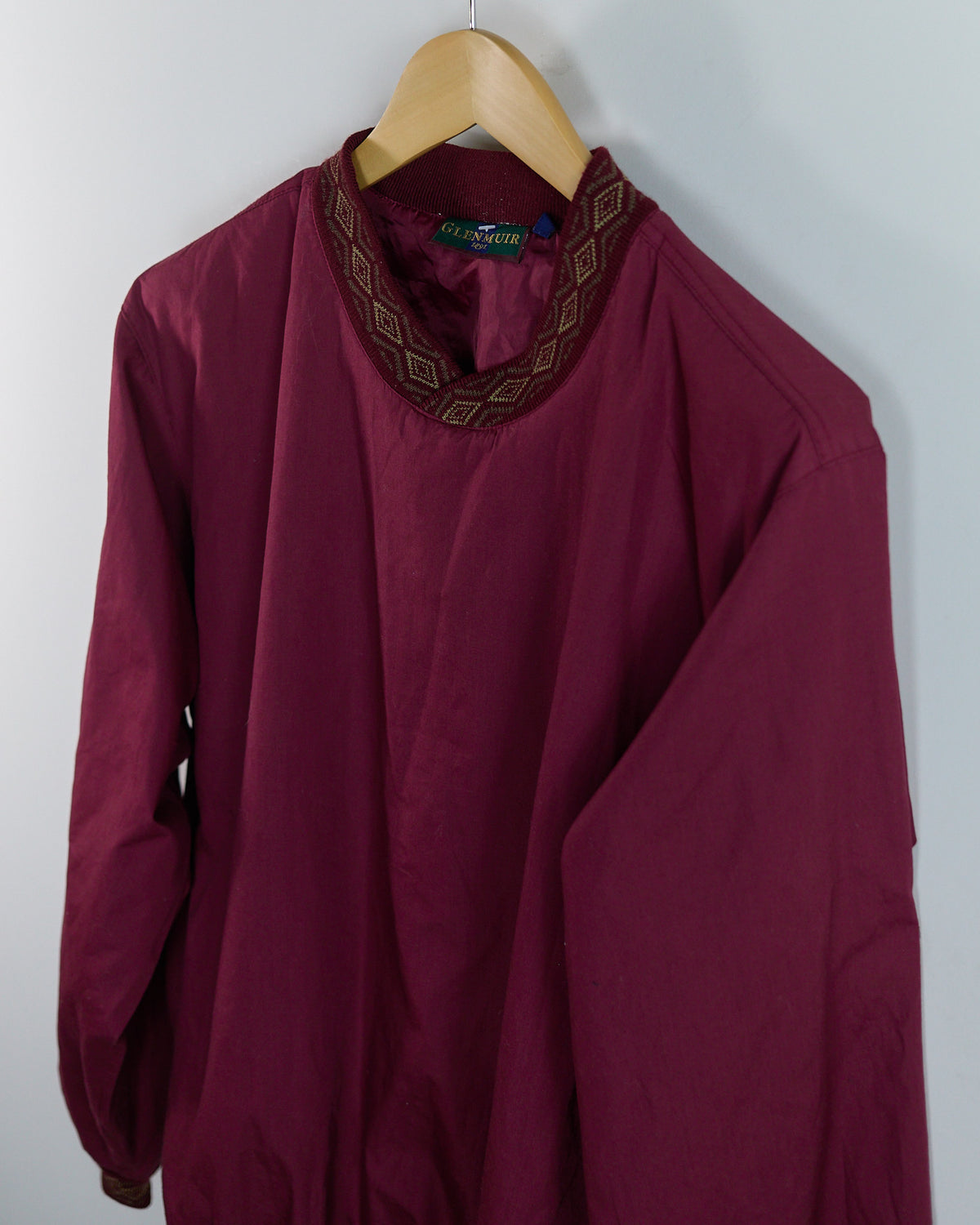 90s Glenmuir Maroon V Neck Crew Neck Windbreaker (M)