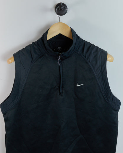 90s Nike Golf Shield Logo Black Quarter Zip Windbreaker Vest (M)
