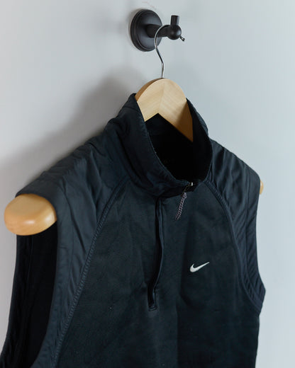 90s Nike Golf Shield Logo Black Quarter Zip Windbreaker Vest (M)