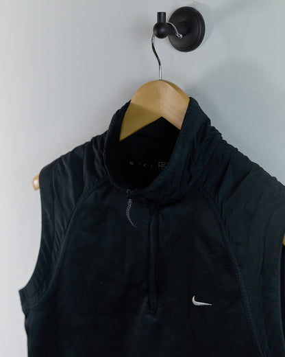 90s Nike Golf Shield Logo Black Quarter Zip Windbreaker Vest (M)