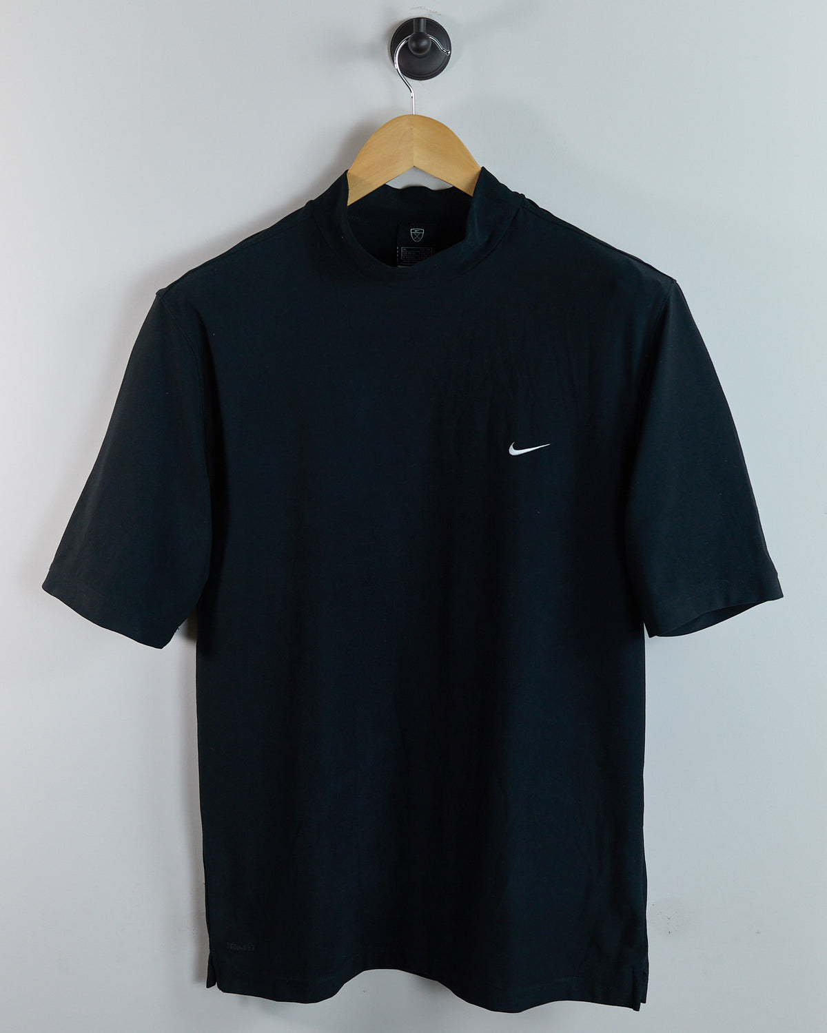 90s Nike Golf Shield Logo Black Short Sleeve Mock Neck (M)