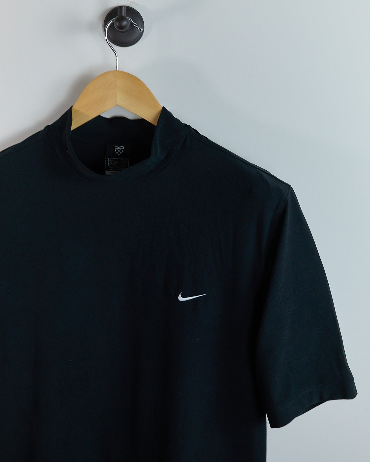 90s Nike Golf Shield Logo Black Short Sleeve Mock Neck (M)