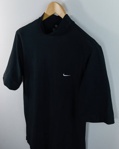 90s Nike Golf Shield Logo Black Short Sleeve Mock Neck (M)
