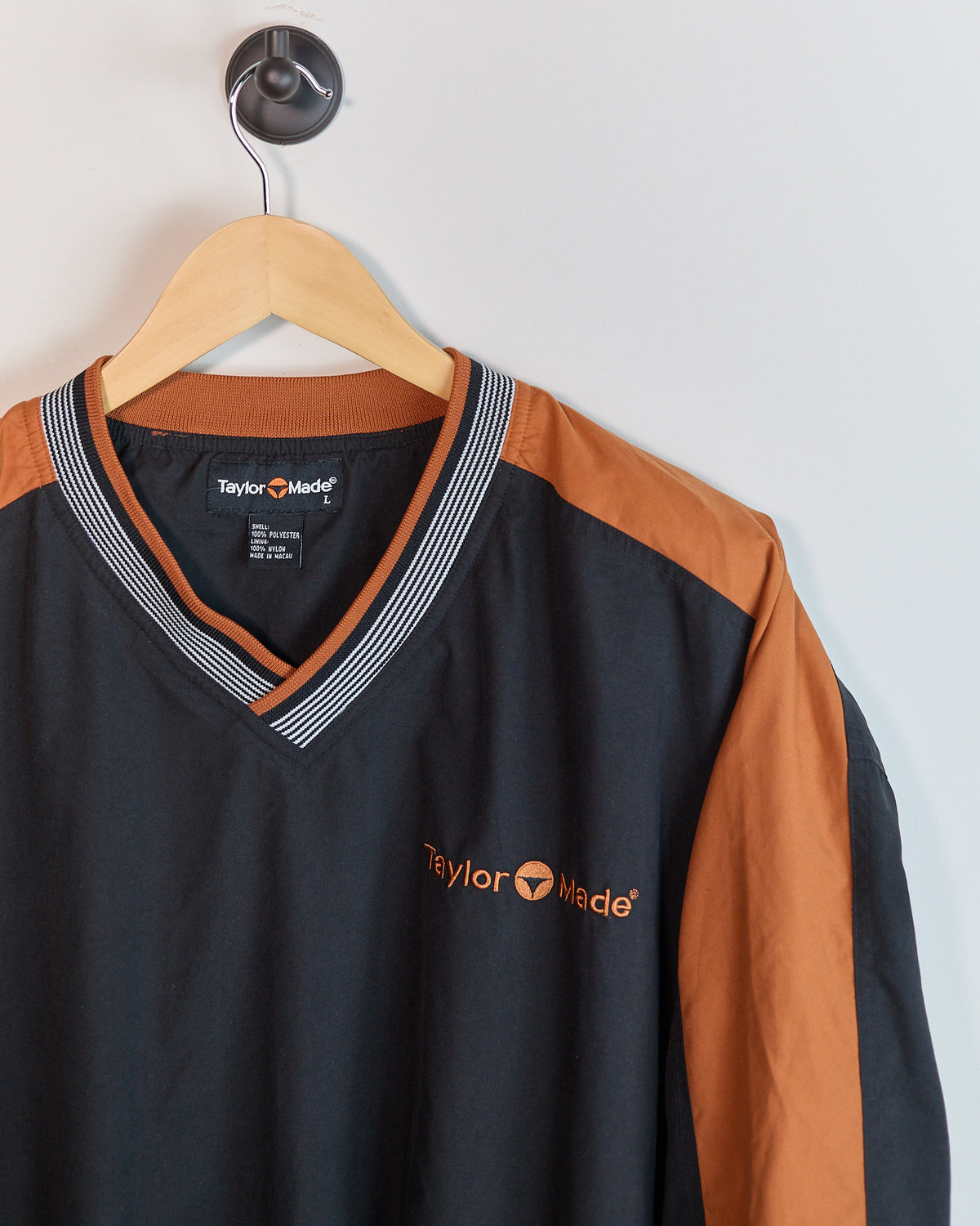 90s TaylorMade Black/Orange V Neck Windbreaker (L)