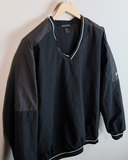 80s to early 90s Nike Golf Black/Dark Grey V Neck Windbreaker (L)
