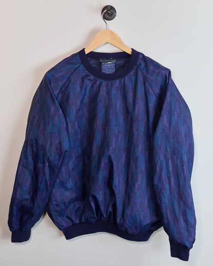 90s Sunderland of Scotland Blue/Purple Pattern Crew Neck Windbreaker (XL)