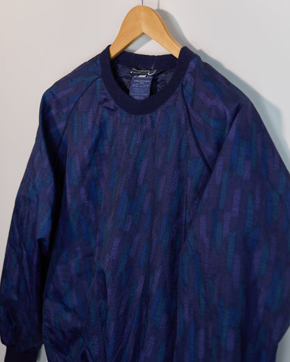 90s Sunderland of Scotland Blue/Purple Pattern Crew Neck Windbreaker (XL)