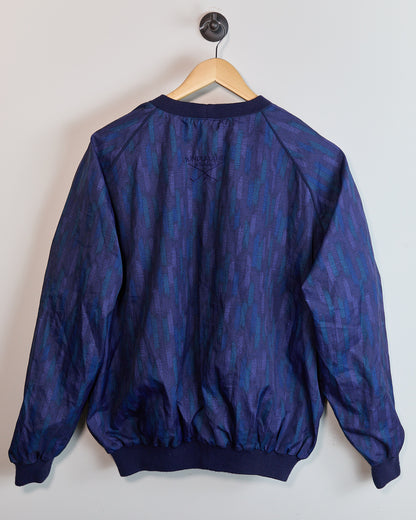 90s Sunderland of Scotland Blue/Purple Pattern Crew Neck Windbreaker (XL)