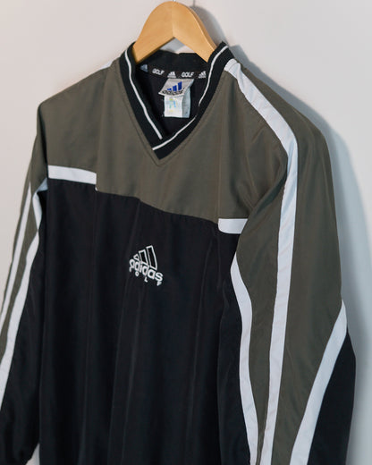 Mid 90s Adidas Golf Black/Khaki V Neck Windbreaker (XL)