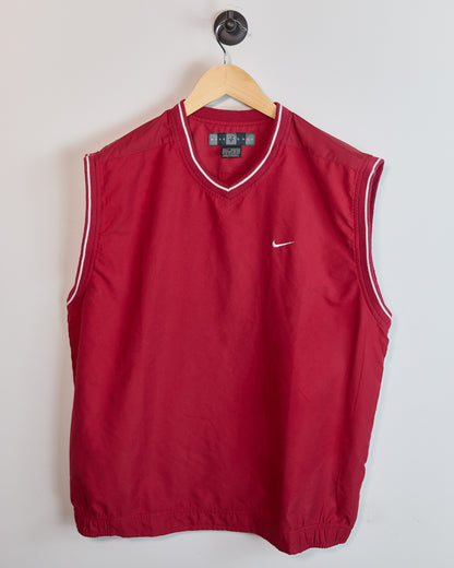 Mid 90s Nike Golf Red/White Crew Neck Windbreaker Vest (L)
