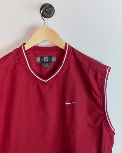 Mid 90s Nike Golf Red/White Crew Neck Windbreaker Vest (L)