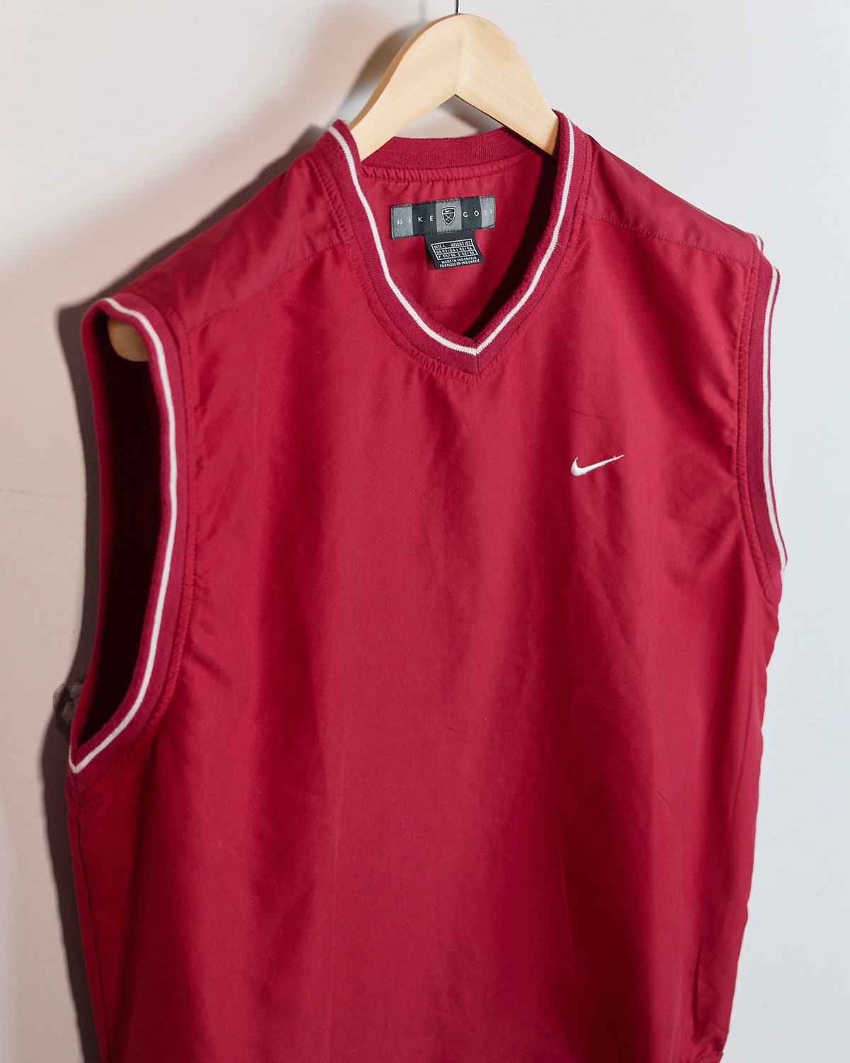 Mid 90s Nike Golf Red/White Crew Neck Windbreaker Vest (L)