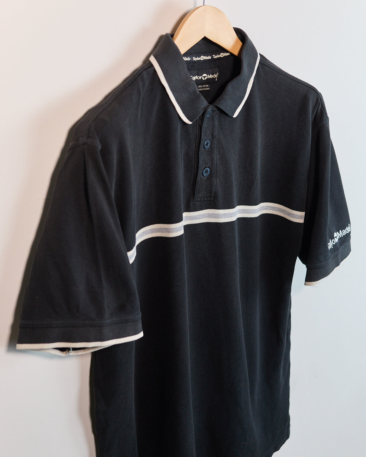 Mid 90s TaylorMade Black/White Short Sleeve Polo (L)