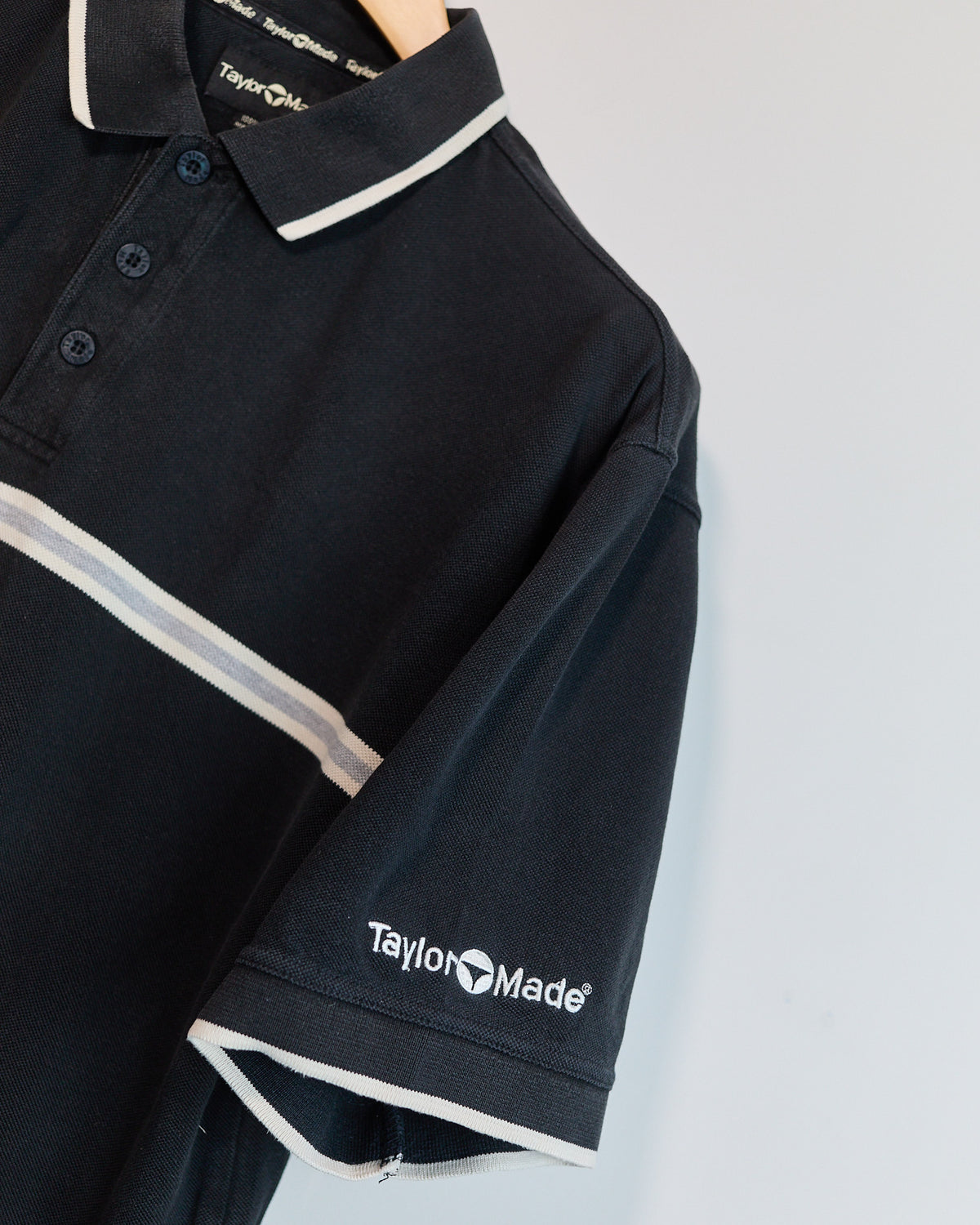 Mid 90s TaylorMade Black/White Short Sleeve Polo (L)