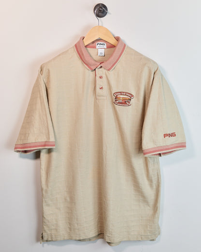 Mid 90s Ping Cream/Salmon Short Sleeve Polo (L)