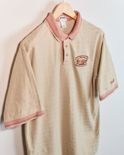 Mid 90s Ping Cream/Salmon Short Sleeve Polo (L)