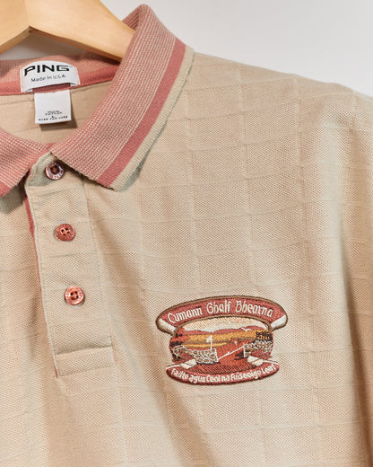 Mid 90s Ping Cream/Salmon Short Sleeve Polo (L)